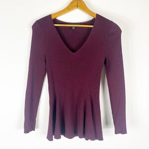 Ann Taylor V-neck Peplum Knit Sweater Magenta size XS